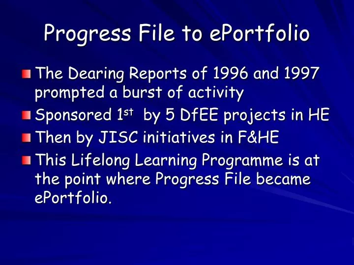 progress file to eportfolio