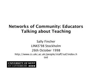 Networks of Community: Educators Talking about Teaching