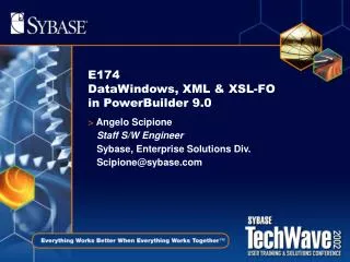 E174 DataWindows, XML &amp; XSL-FO in PowerBuilder 9.0