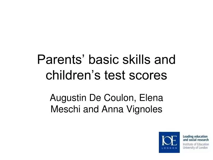 parents basic skills and children s test scores