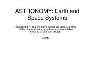 ASTRONOMY: Earth and Space Systems