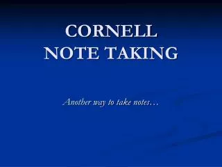CORNELL NOTE TAKING
