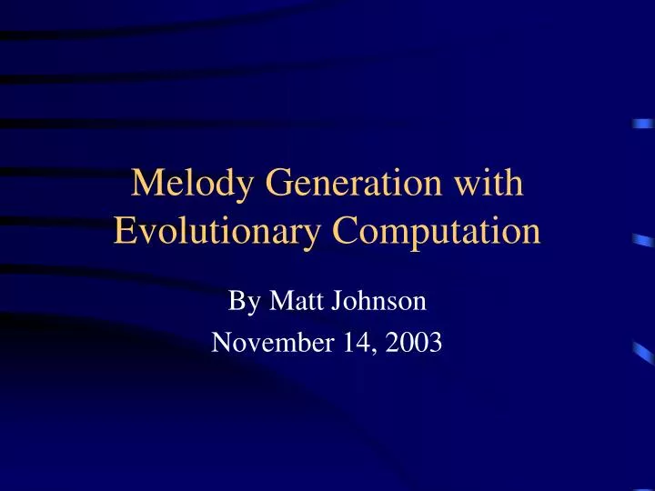melody generation with evolutionary computation