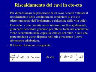 riscaldamento dei cavi in cto cto