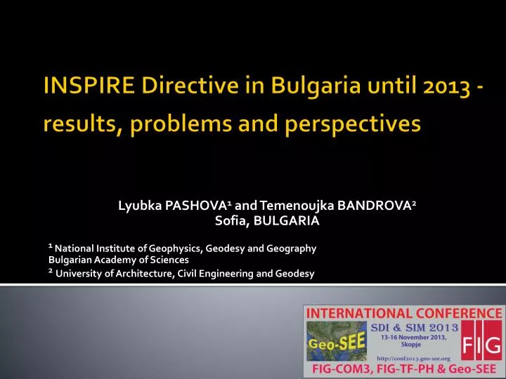 inspire directive in bulgaria until 2013 results problems and perspectives
