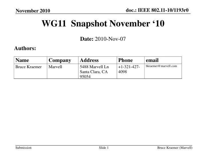 wg11 snapshot november 10