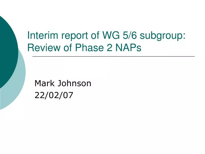 interim report of wg 5 6 subgroup review of phase 2 naps