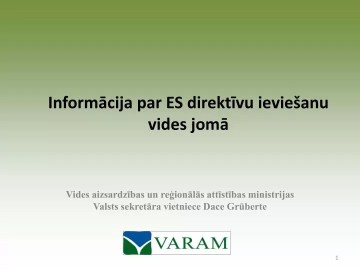 inform cija par es direkt vu ievie anu vides jom