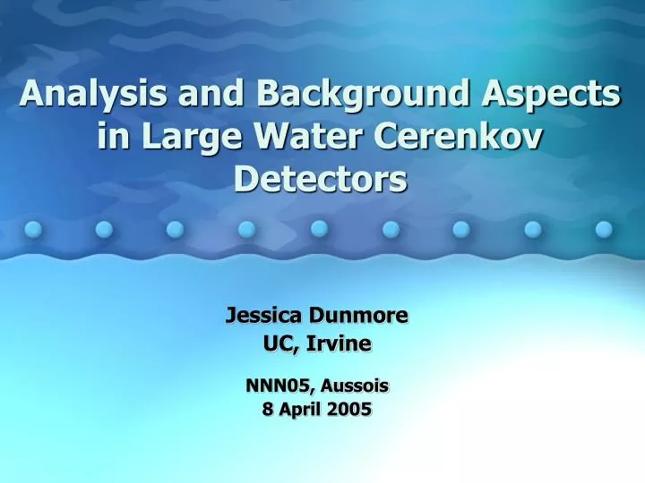 analysis and background aspects in large water cerenkov detectors