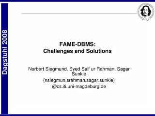 FAME-DBMS: Challenges and Solutions