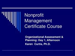 Nonprofit Management Certificate Course
