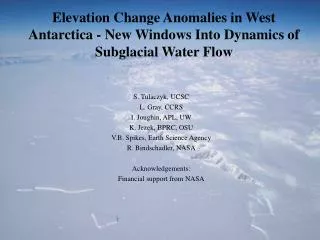 Elevation Change Anomalies in West Antarctica - New Windows Into Dynamics of Subglacial Water Flow