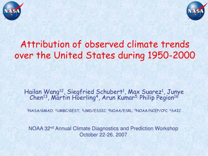 attribution of observed climate trends over the united states during 1950 2000