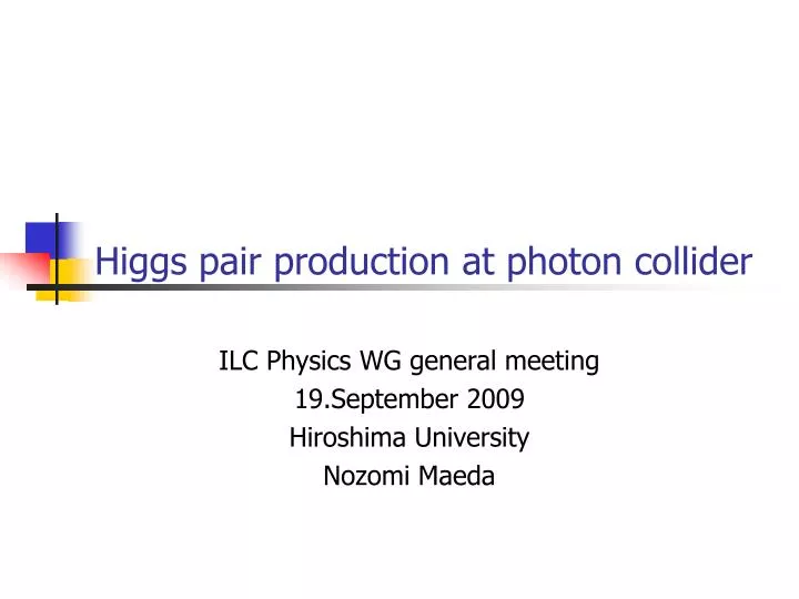 higgs pair production at photon collider