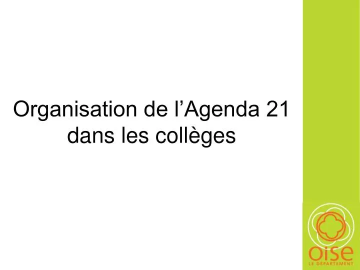 organisation de l agenda 21 dans les coll ges