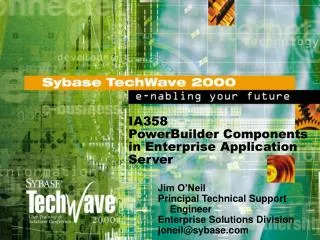 IA358 PowerBuilder Components in Enterprise Application Server