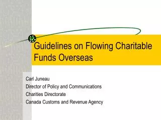 Guidelines on Flowing Charitable Funds Overseas