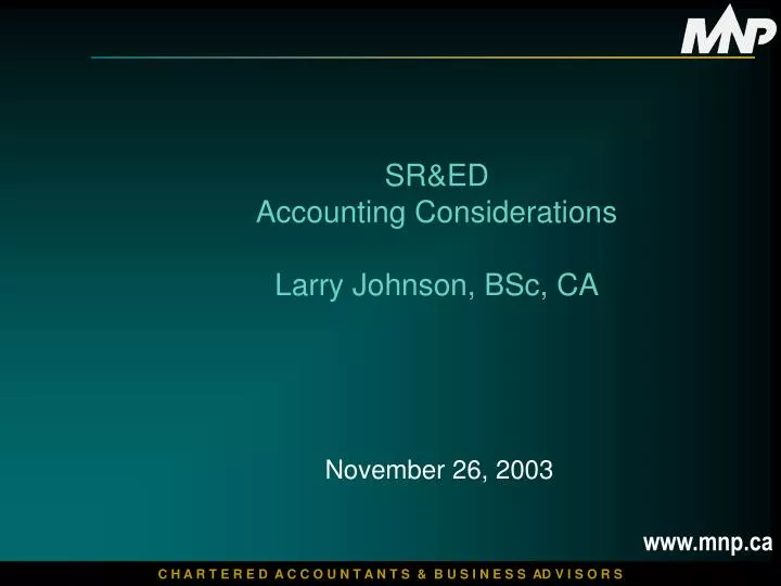 sr ed accounting considerations larry johnson bsc ca