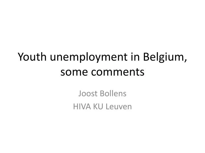 youth unemployment in belgium some comments