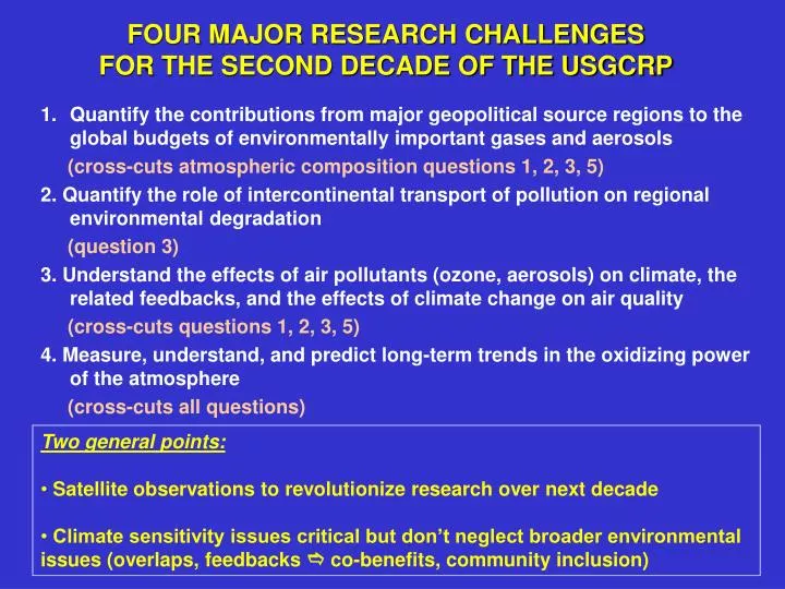 four major research challenges for the second decade of the usgcrp