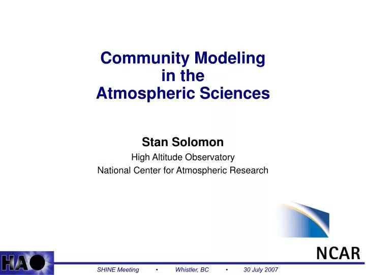 community modeling in the atmospheric sciences