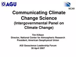 Communicating Climate Change Science (Intergovernmental Panel on Climate Change)