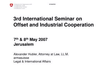 3rd International Seminar on Offset and Industrial Cooperation