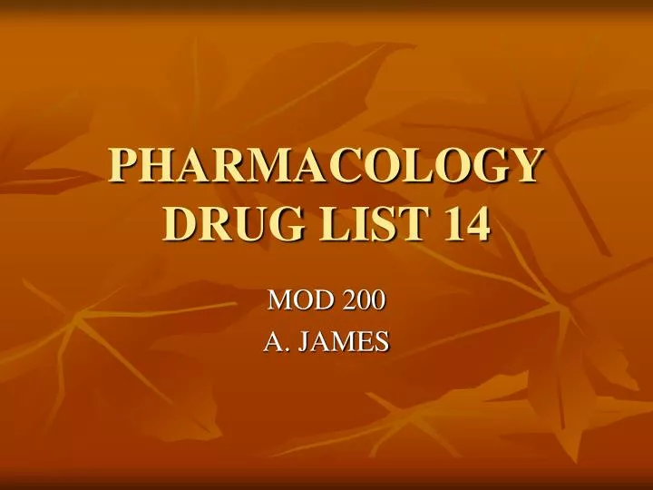 pharmacology drug list 14