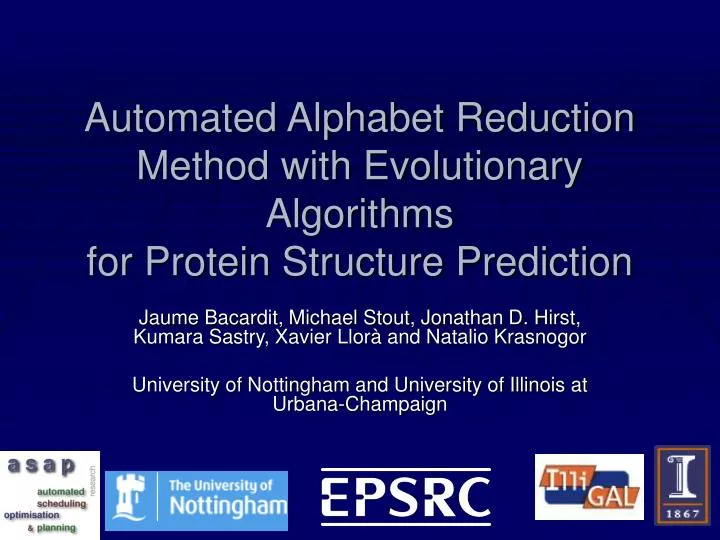 automated alphabet reduction method with evolutionary algorithms for protein structure prediction