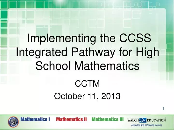 implementing the ccss integrated pathway for high school mathematics