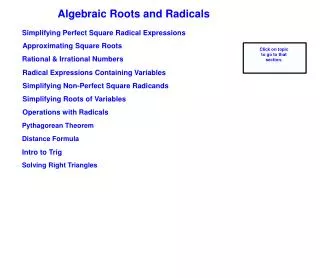Algebraic Roots and Radicals