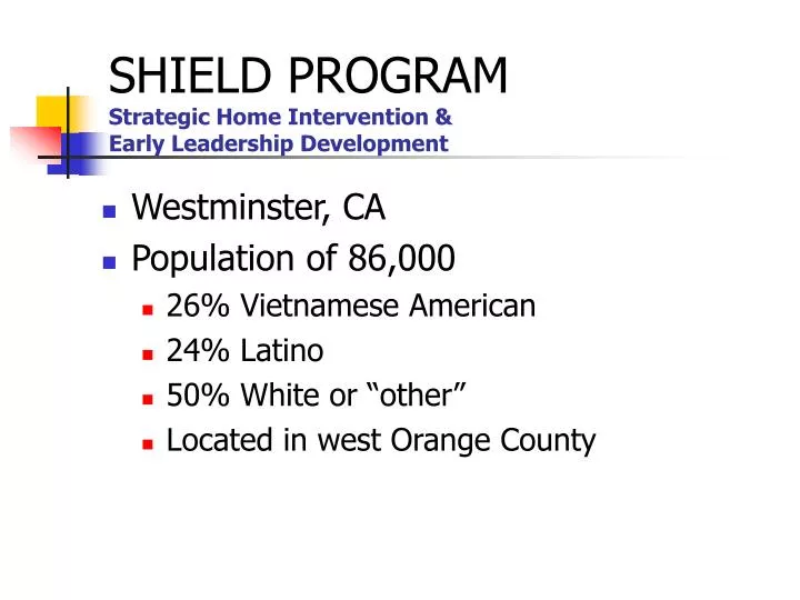 shield program strategic home intervention early leadership development