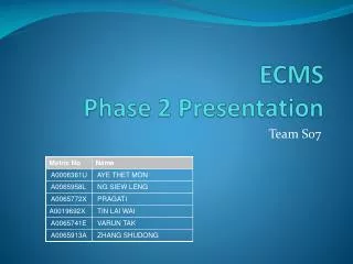 ECMS Phase 2 Presentation