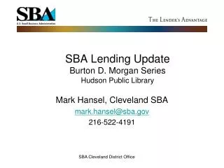 SBA Lending Update Burton D. Morgan Series Hudson Public Library