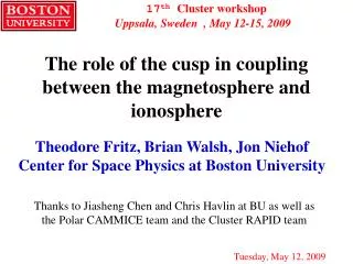 The role of the cusp in coupling between the magnetosphere and ionosphere