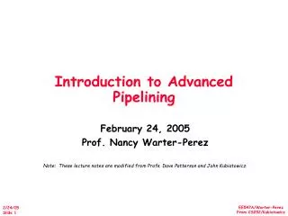 Introduction to Advanced Pipelining