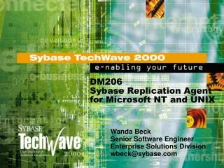 DM206 Sybase Replication Agent for Microsoft NT and UNIX