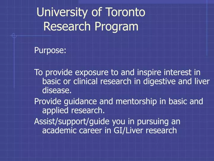 university of toronto research program