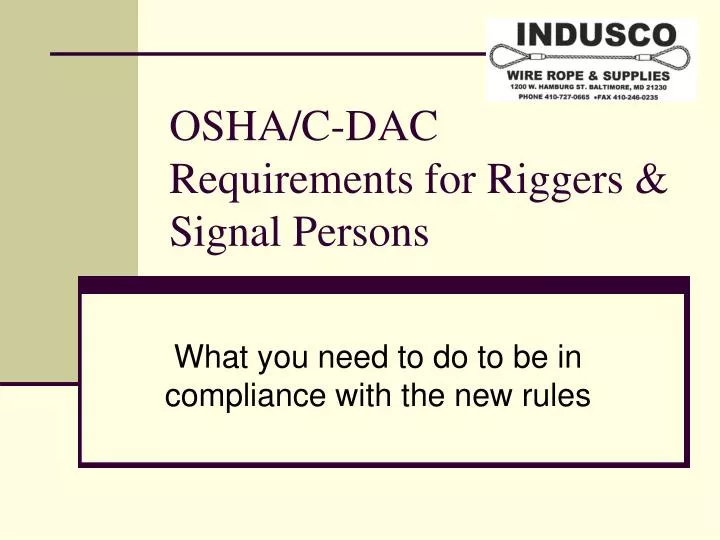 osha c dac requirements for riggers signal persons