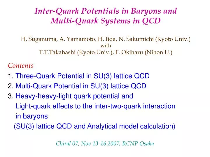 inter quark potentials in baryons and multi quark systems in qcd