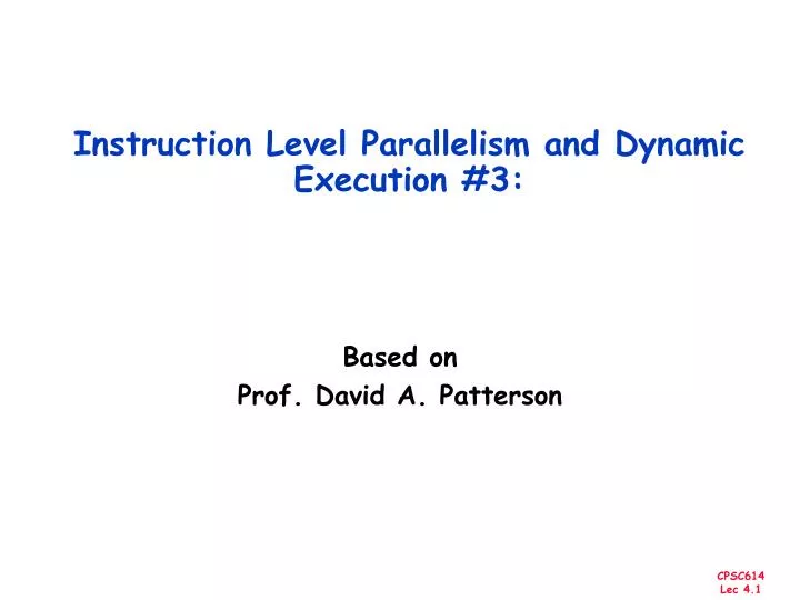 instruction level parallelism and dynamic execution 3