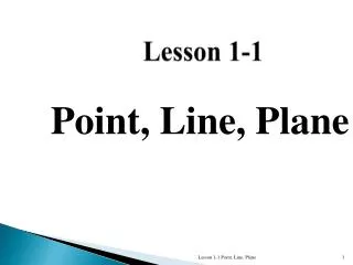 Lesson 1-1