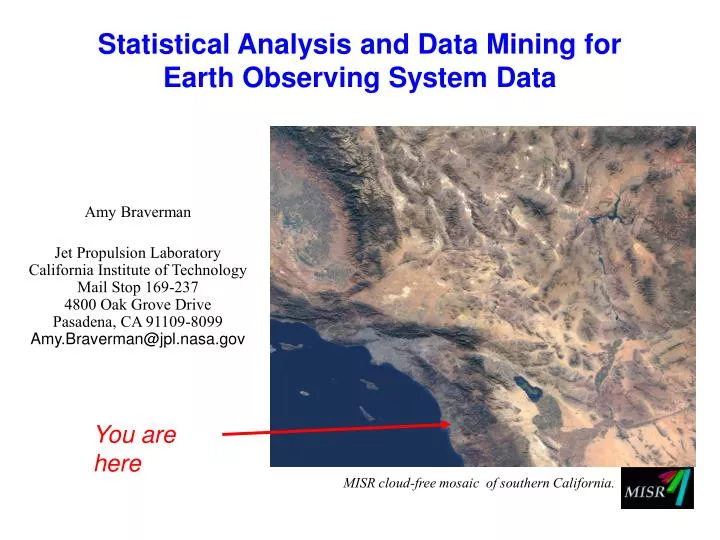 statistical analysis and data mining for earth observing system data