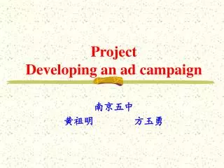 Project Developing an ad campaign
