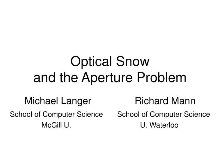 optical snow and the aperture problem