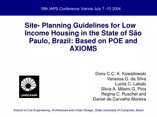 18th IAPS Conference Vienna July 7 -10 2004
