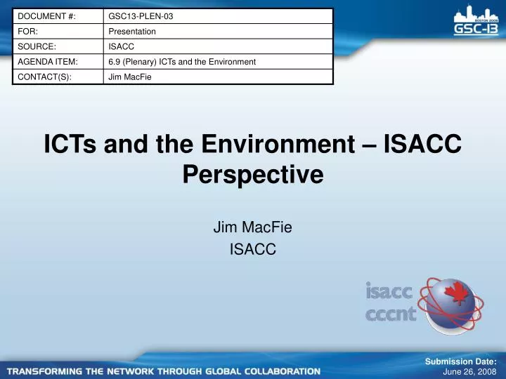icts and the environment isacc perspective