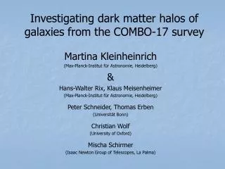 Investigating dark matter halos of galaxies from the COMBO-17 survey