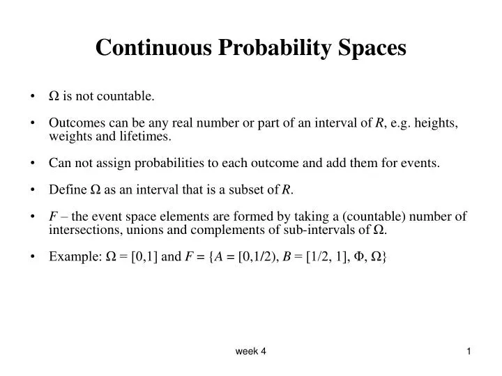 continuous probability spaces