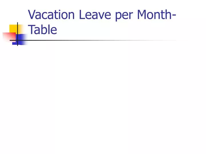 vacation leave per month table